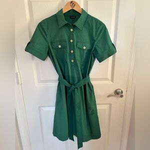 Talbots Forest Green Midi Shirt Dress with pockets size 6